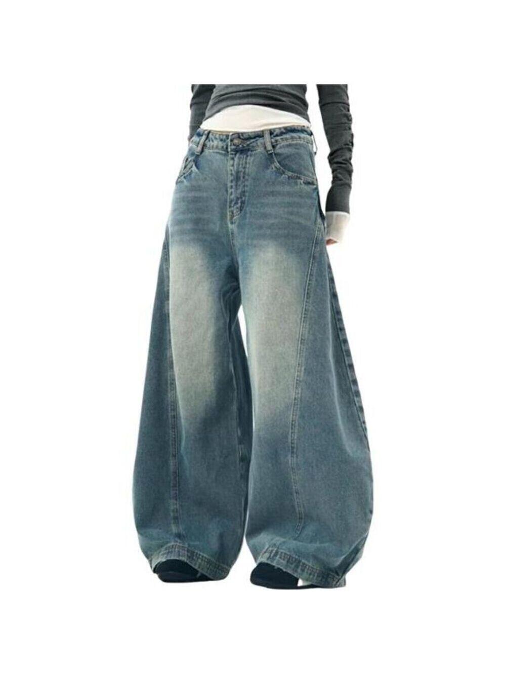 Women's Baggy Jeans Vintage Oversized Pants Aesthetic Hip Hop Jeans Relaxed Fit - Picture 6 of 6